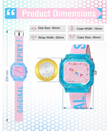 Spiky Square Analog Watch with Typography Strap