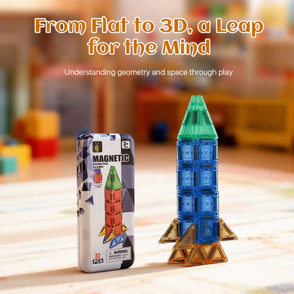 Mini Magnetic Building Tiles Set – 32 Pcs