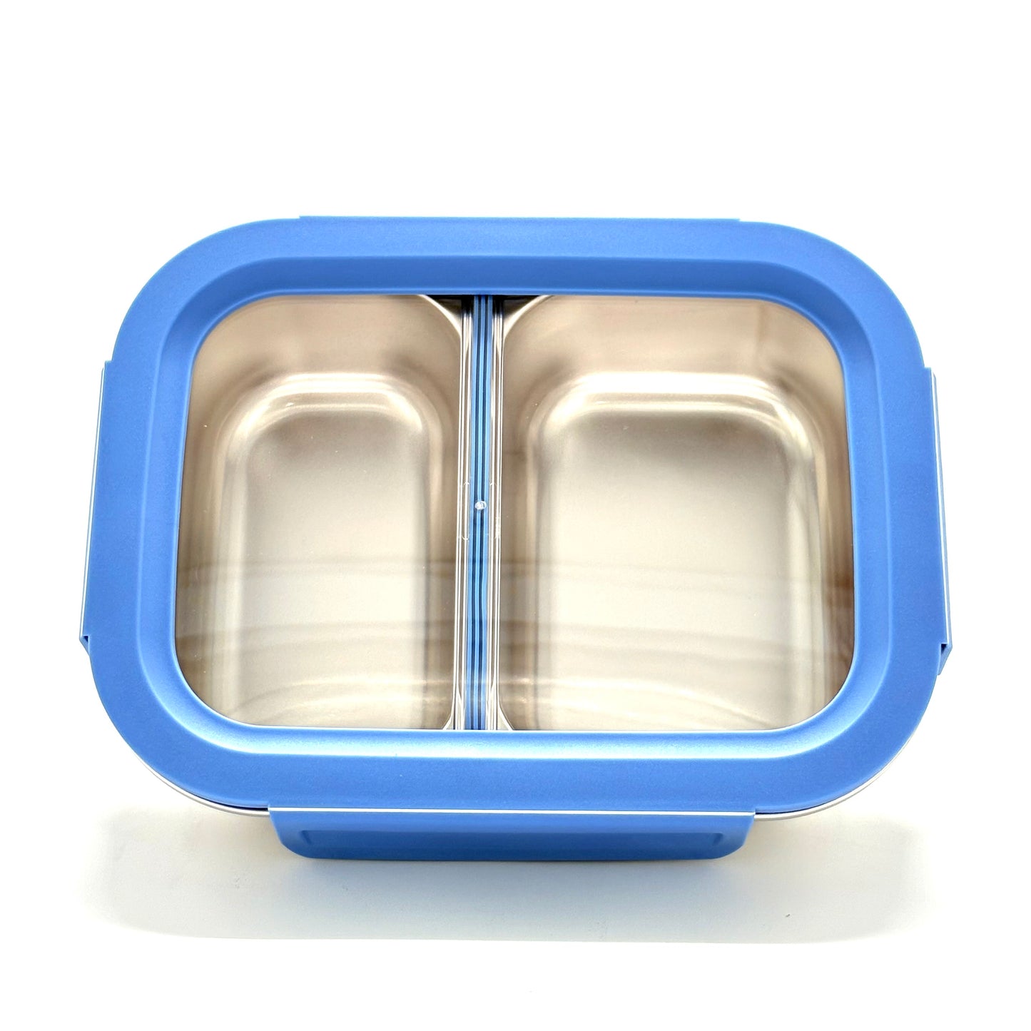 Stainless Steel 2-Compartment Lunch Box with Clear Lid