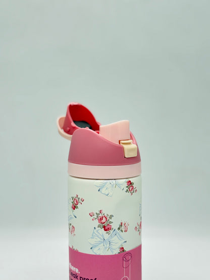 Floral Design Insulated Water Bottle – Dual-Sip Stainless Steel Bottle with Locking Lid 710 ml
