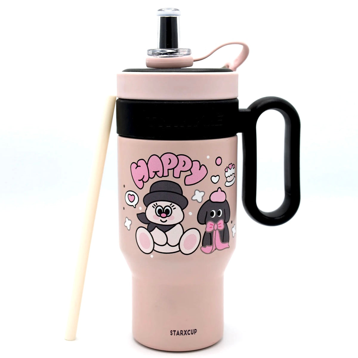 Twinkle Happy Insulated Tumbler with Handle and Straw – Starxcup