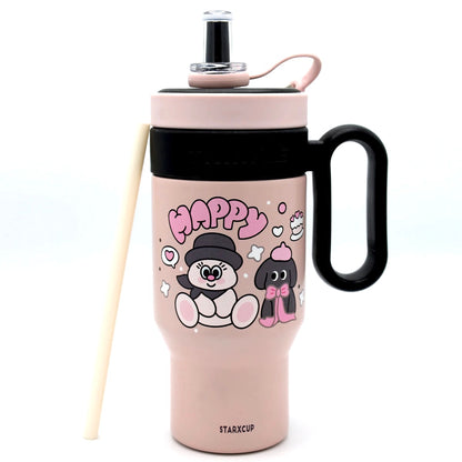 Twinkle Happy Insulated Tumbler with Handle and Straw – Starxcup