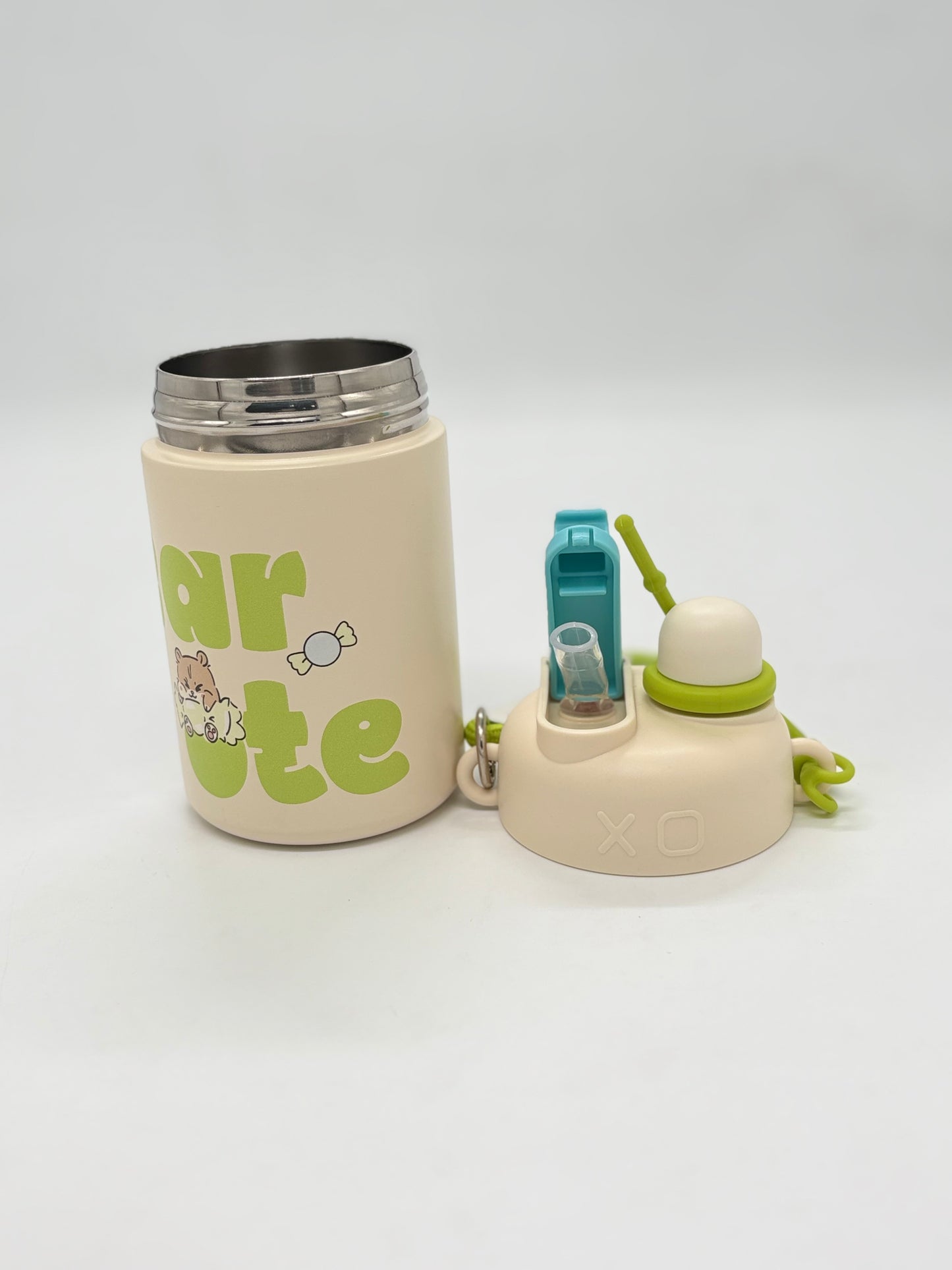 Bear Cute Kids Insulated Sipper Bottle 500ml with Dual Lid