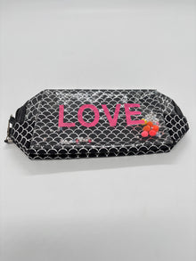 LOVE Mermaid Scale Cosmetic Pouch Black