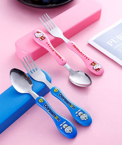 Mumlove Baby Stainless Steel Spoon & Fork Set – BPA Free 2 Pc Cutlery for Kids 6M+
