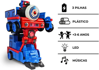 Electric Toy Train that Turns into a Robot with Music and LED Lights - Toy for children aged 3 and up.