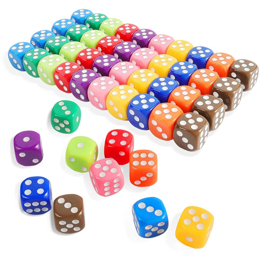 16MM Standard 6 Sided Dice Set, 40 Pieces Colorful Dice for Board Games, Classroom Math Bulk Game Dice, Make Entertainment More Exciting