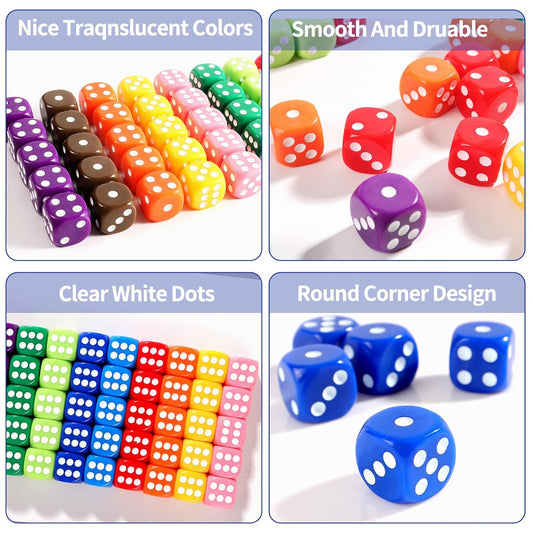 16MM Standard 6 Sided Dice Set, 40 Pieces Colorful Dice for Board Games, Classroom Math Bulk Game Dice, Make Entertainment More Exciting