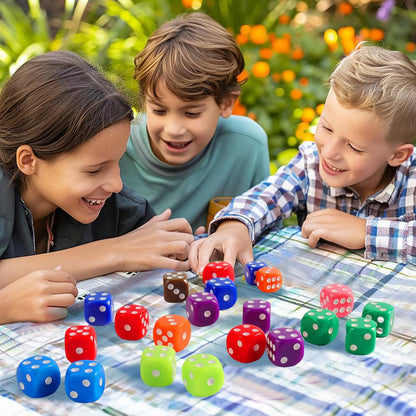 16MM Standard 6 Sided Dice Set, 40 Pieces Colorful Dice for Board Games, Classroom Math Bulk Game Dice, Make Entertainment More Exciting