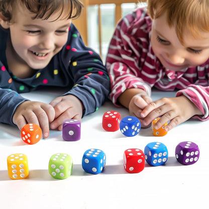 16MM Standard 6 Sided Dice Set, 40 Pieces Colorful Dice for Board Games, Classroom Math Bulk Game Dice, Make Entertainment More Exciting