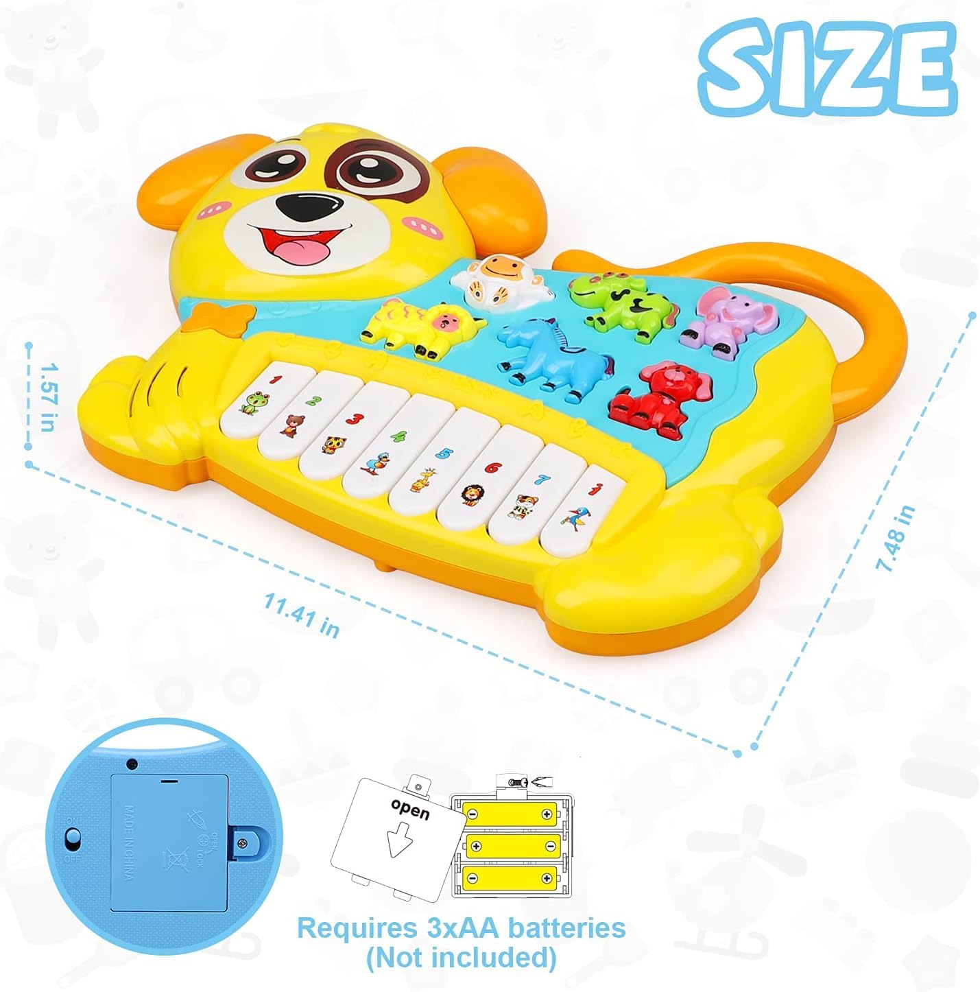 Jack Royal Monkey Piano Music Toy with Light & Music Early Learning Fun Educational Baby Keyboard Piano for Infant Kid Boys & Girls Toddlers
