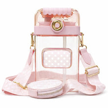Camera-Style BPA Free Sipper Bottle 850ml with Coin Pouch & Crossbody Strap