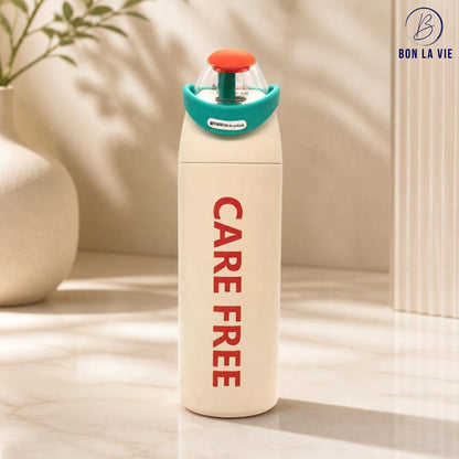 Care Free Sipper Insulated Bottle 600ml with Flip Straw and Handle Lock