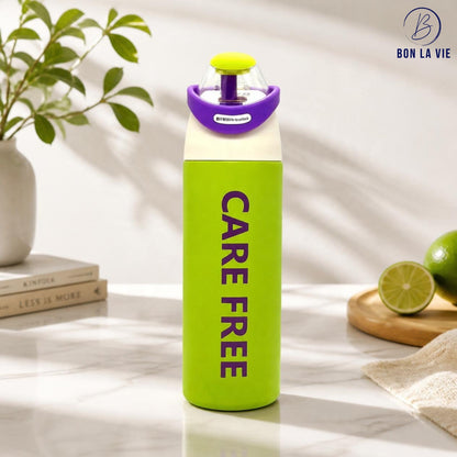 Care Free Sipper Insulated Bottle 600ml with Flip Straw and Handle Lock