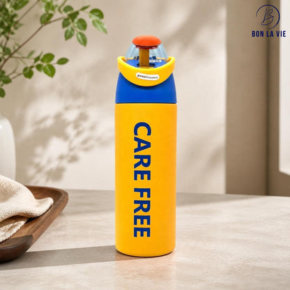 Care Free Sipper Insulated Bottle 600ml with Flip Straw and Handle Lock