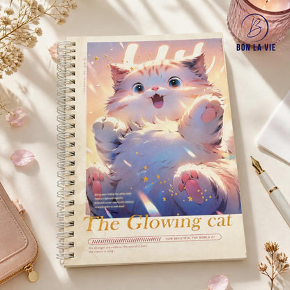 Glowing Cat A5 Spiral Notebook