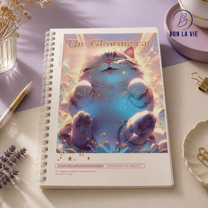 Glowing Cat A5 Spiral Notebook