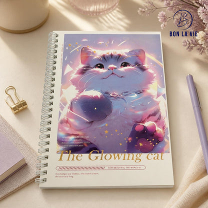 Glowing Cat A5 Spiral Notebook