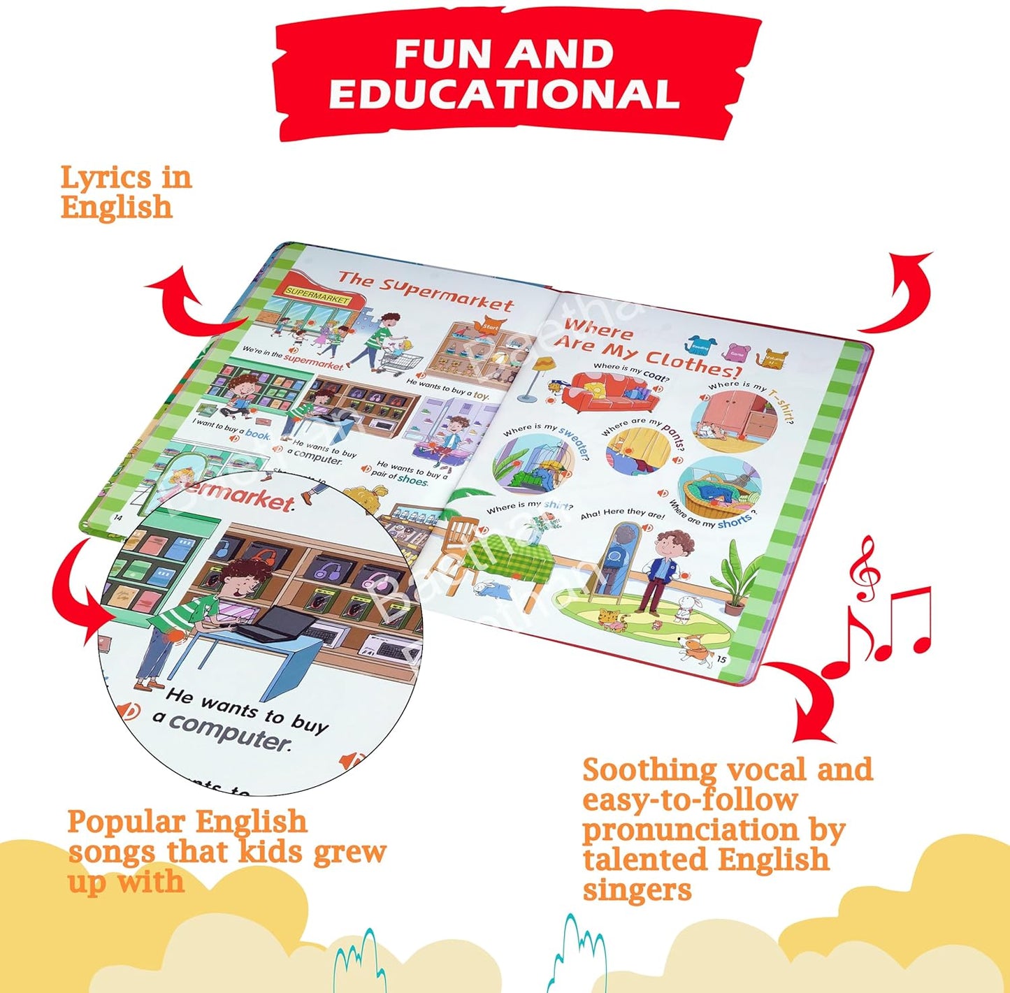 Children’s English Graded Reading Audio Book for Kids | Voice Book with 500+ Words, 300+ Sentences, Songs & Sound | Learning Toy Early Educational Gift for Toddlers & Children