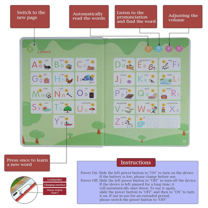 Children’s English Graded Reading Audio Book for Kids | Voice Book with 500+ Words, 300+ Sentences, Songs & Sound | Learning Toy Early Educational Gift for Toddlers & Children