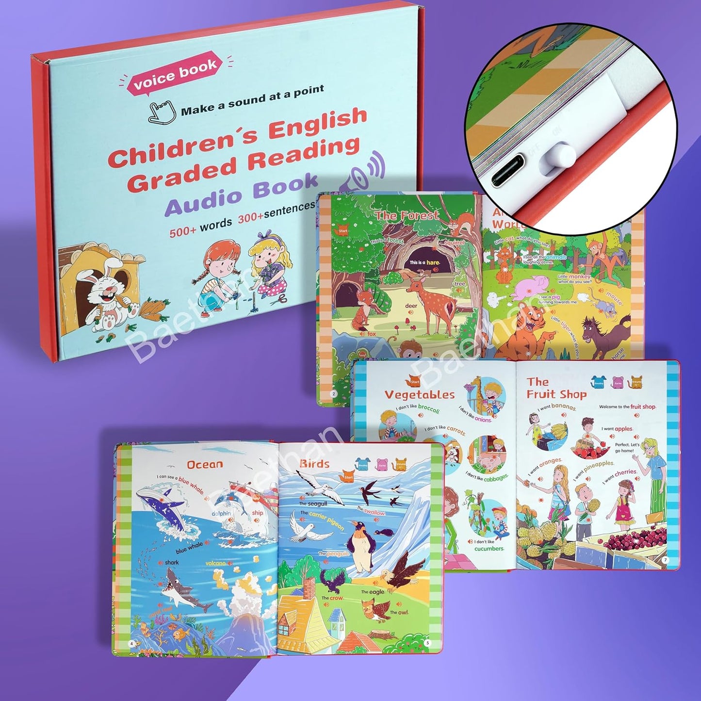 Children’s English Graded Reading Audio Book for Kids | Voice Book with 500+ Words, 300+ Sentences, Songs & Sound | Learning Toy Early Educational Gift for Toddlers & Children