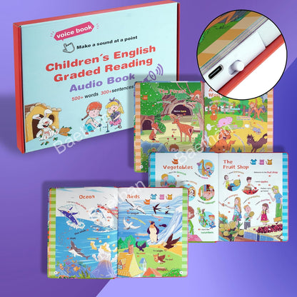 Children’s English Graded Reading Audio Book for Kids | Voice Book with 500+ Words, 300+ Sentences, Songs & Sound | Learning Toy Early Educational Gift for Toddlers & Children