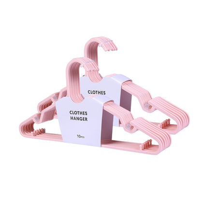 Plastic Clothes Hangers Set - 10 Pcs, Pink, Dual Use, Anti-Slip