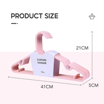 Plastic Clothes Hangers Set - 10 Pcs, Pink, Dual Use, Anti-Slip