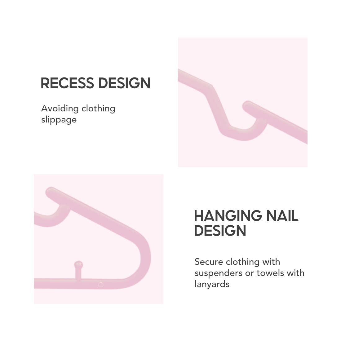 Plastic Clothes Hangers Set - 10 Pcs, Pink, Dual Use, Anti-Slip