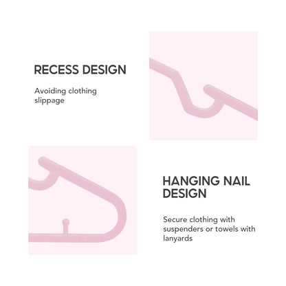 Plastic Clothes Hangers Set - 10 Pcs, Pink, Dual Use, Anti-Slip
