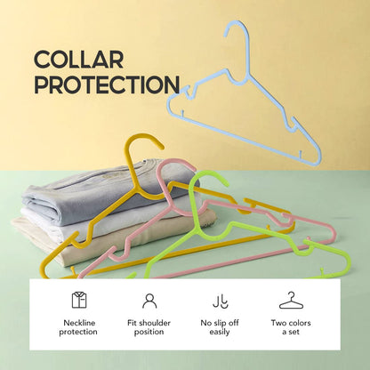 Plastic Clothes Hangers Set - 10 Pcs, Pink, Dual Use, Anti-Slip