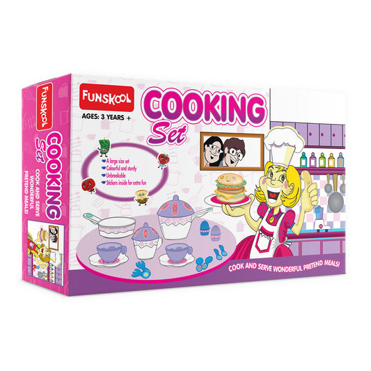 Giggles Funskool - Cooking Set, Colourful Pretend And Play Cooking Set, Language And Social Skills,Role Play, 3 Years & Above, Preschool Toys