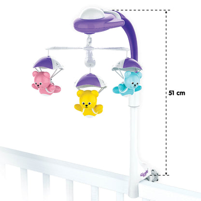 Giggles Funskool Bear Melody Crib Mobile, Soothing Music with Adorable Parachute Bears, Hanging Toy for Newborn Baby, Infants & Toddlers, Gift Set for Babies, Age 0+ Months