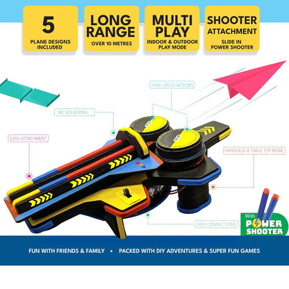 Be Cre8v Motorized Plane Launcher & Power Shooter Kit – DIY STEAM Educational Toy for Kids Age 8-9-10-11-12-13-14 Years