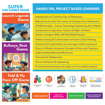 Be Cre8v Motorized Plane Launcher & Power Shooter Kit – DIY STEAM Educational Toy for Kids Age 8-9-10-11-12-13-14 Years