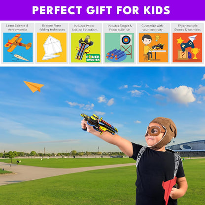 Be Cre8v Motorized Plane Launcher & Power Shooter Kit – DIY STEAM Educational Toy for Kids Age 8-9-10-11-12-13-14 Years