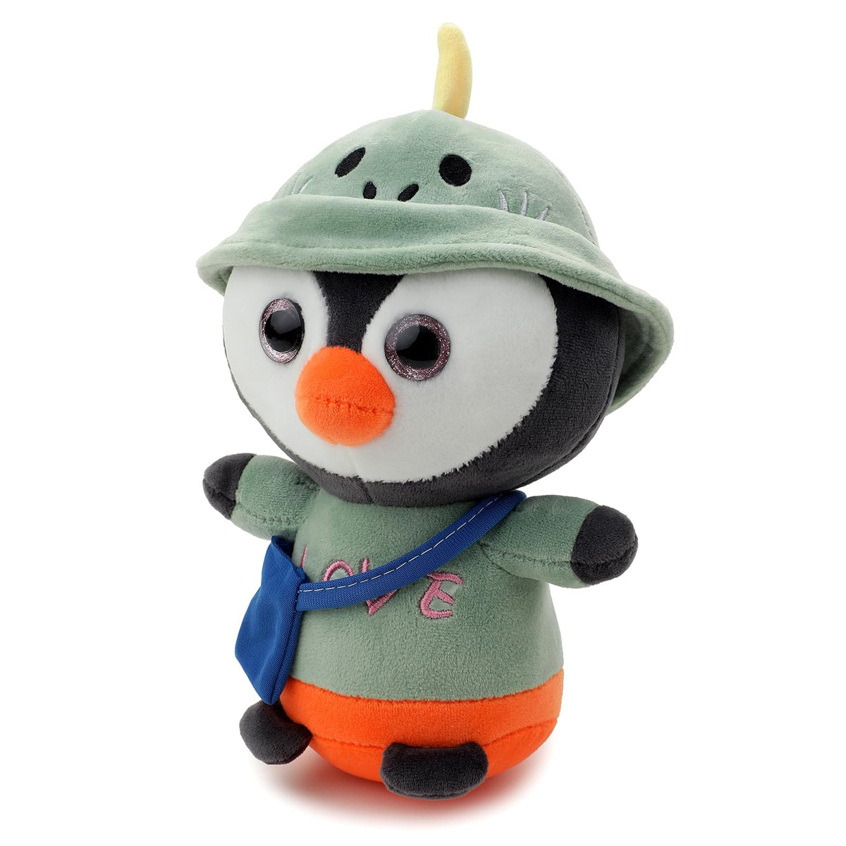 Cute Dressed Penguin Plush Stuffed Toy with Cap and Sling Bag