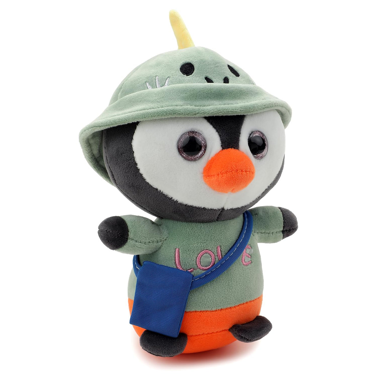 Cute Dressed Penguin Plush Stuffed Toy with Cap and Sling Bag