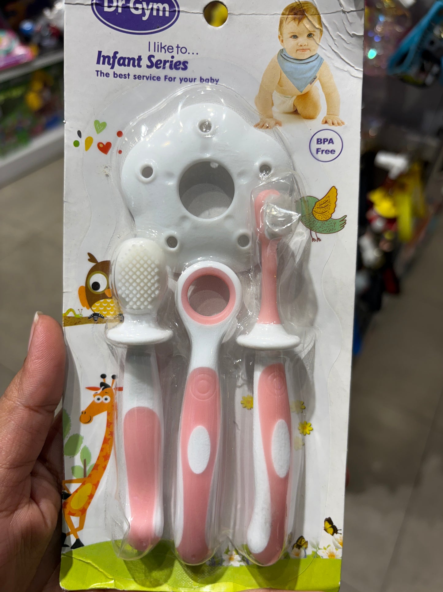Dr Gym Infant Series Baby Toothbrush Set – BPA Free, 3-Piece Oral Care Kit