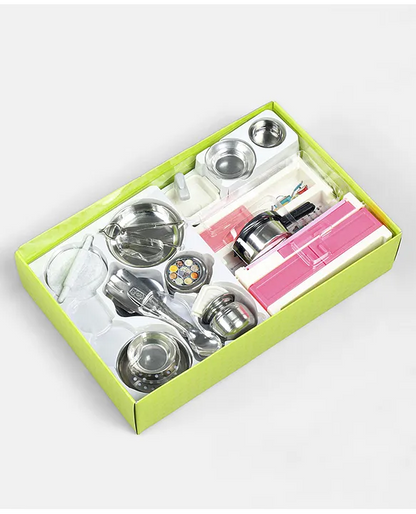 Green House Kids Kitchen Playset with Stainless Steel Utensils
