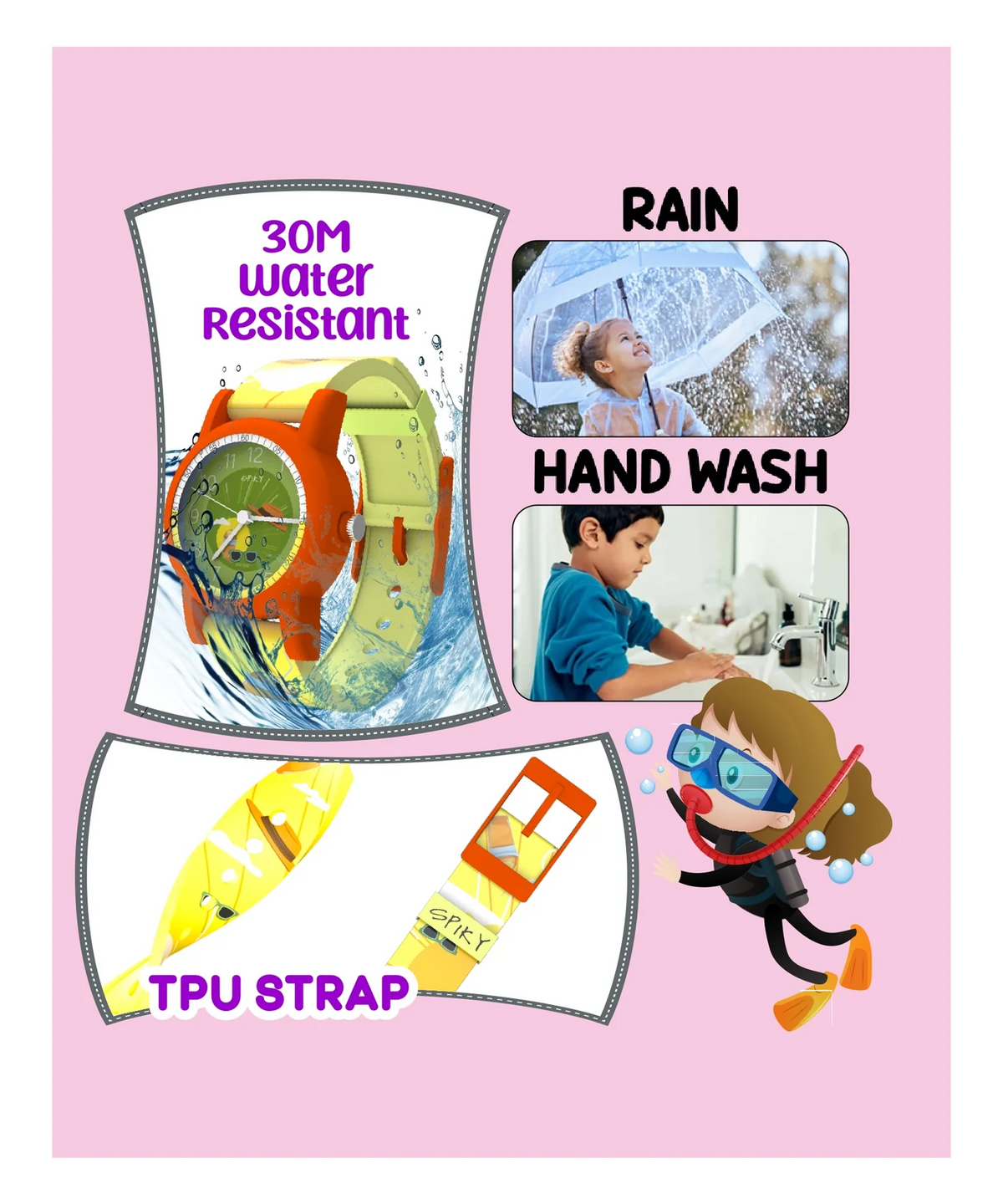 SPIKY Kids Analog Watch Water Resistant