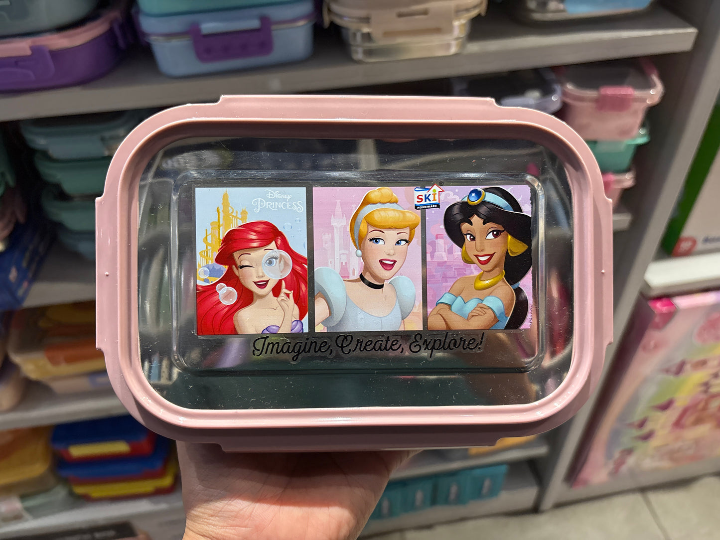 Mint Big Rectangle Steel Lunch Box – Large Capacity Tiffin (Mixed Characters)