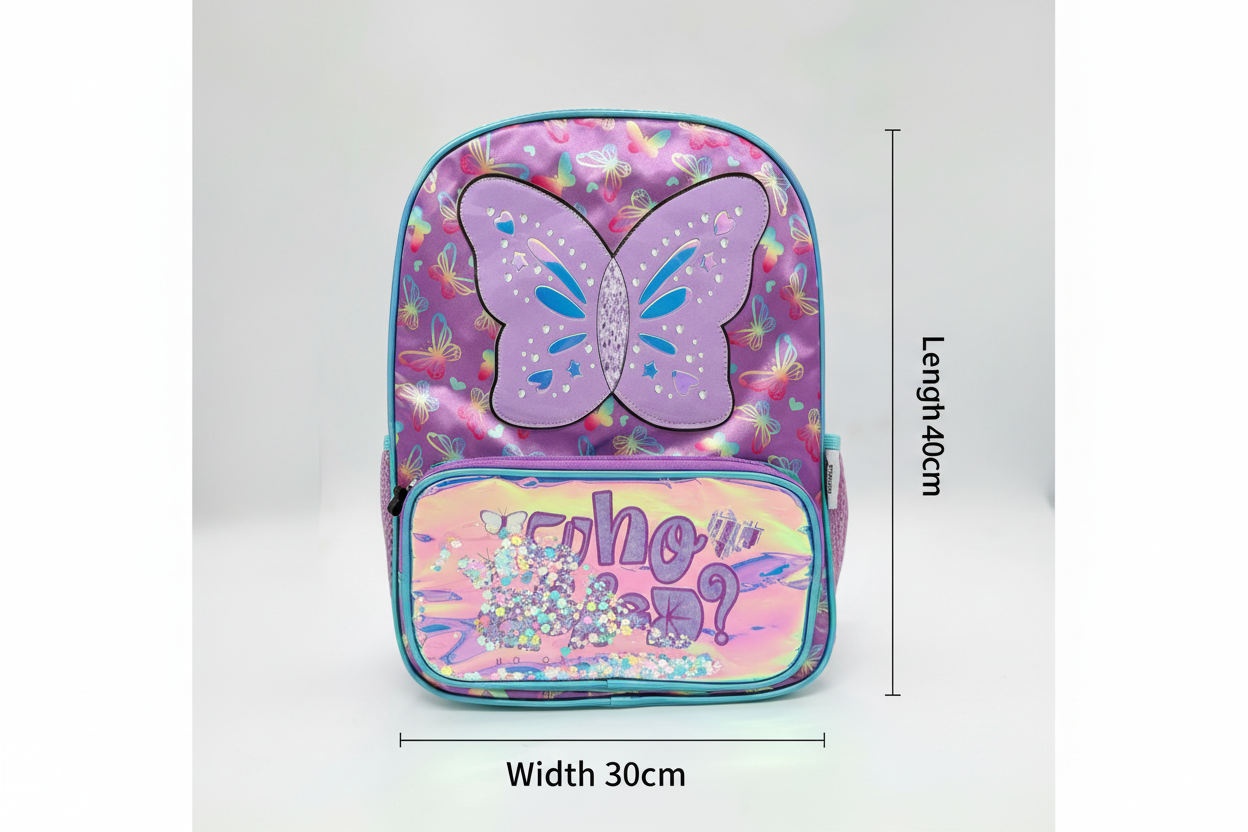 Purple Butterfly School Bag