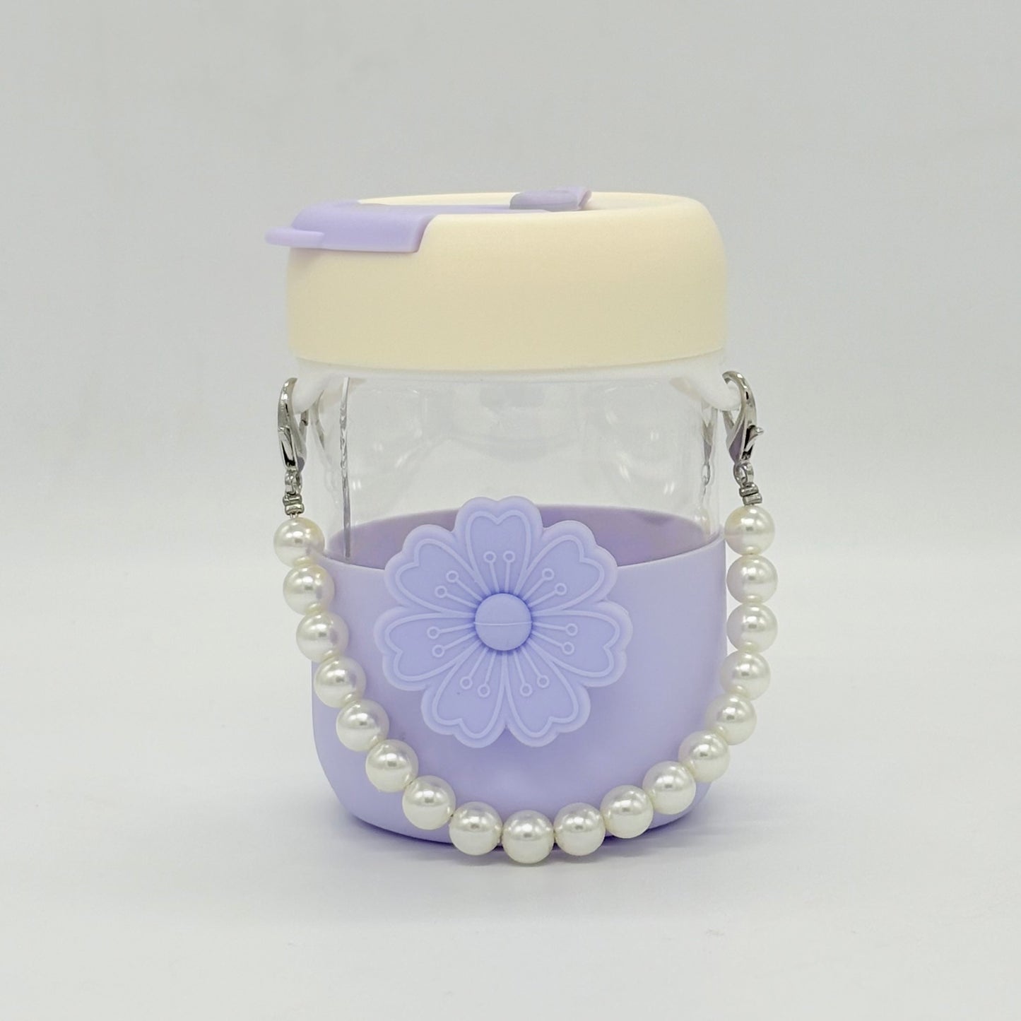 Flower Glass Bottle with Pearl 400ml