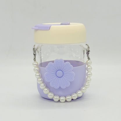 Flower Glass Bottle with Pearl 400ml