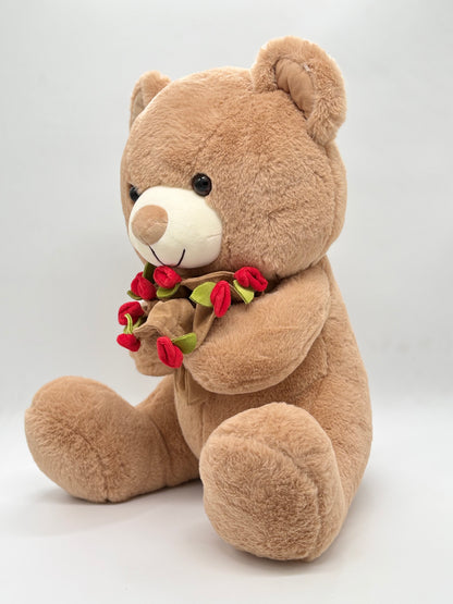 Teddy with Flower Bouquet Soft Toy 45 cm