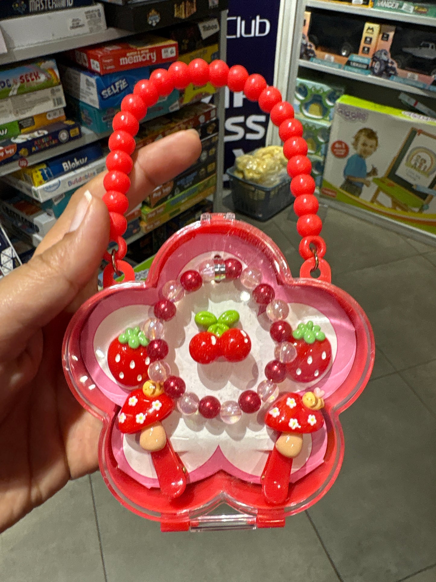 Red Flower Shape Kids Jewellery Set with Hairband, Hairclip, Bracelet & Ring