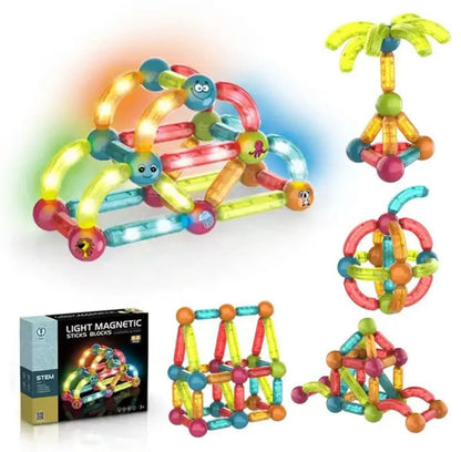 Light Magnetic Blocks, STEM Toy with Diamond Surface & Natural Colours