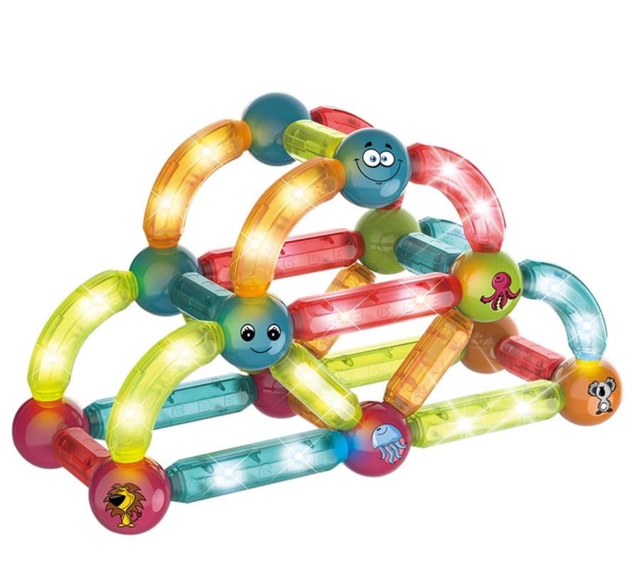 Light Magnetic Blocks, STEM Toy with Diamond Surface & Natural Colours