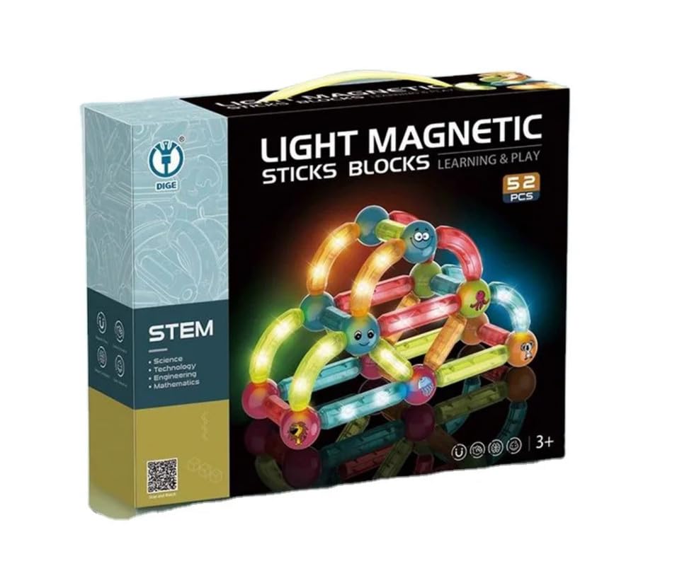 Light Magnetic Blocks, STEM Toy with Diamond Surface & Natural Colours